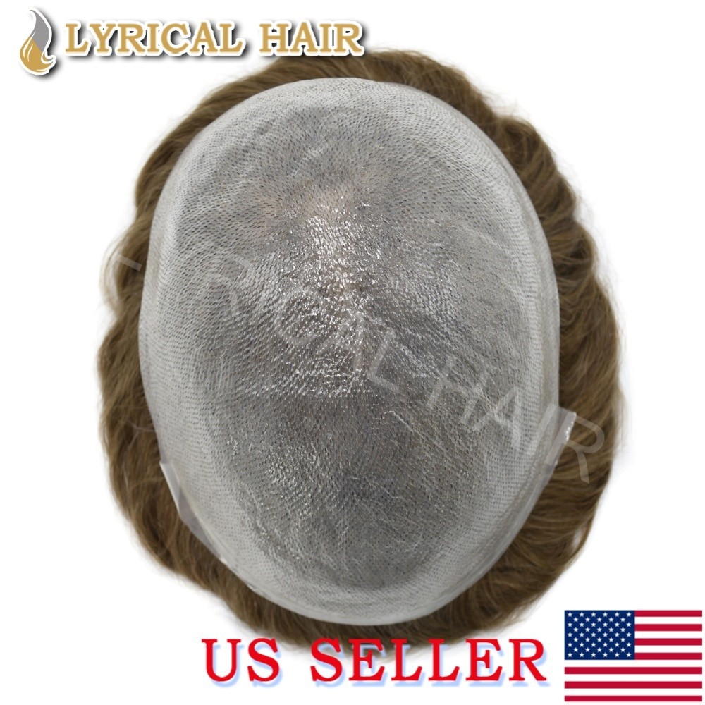 LyricalHair Thin Skin Mens Toupee 0.06mm V-looped PU Invisible Human Hair System