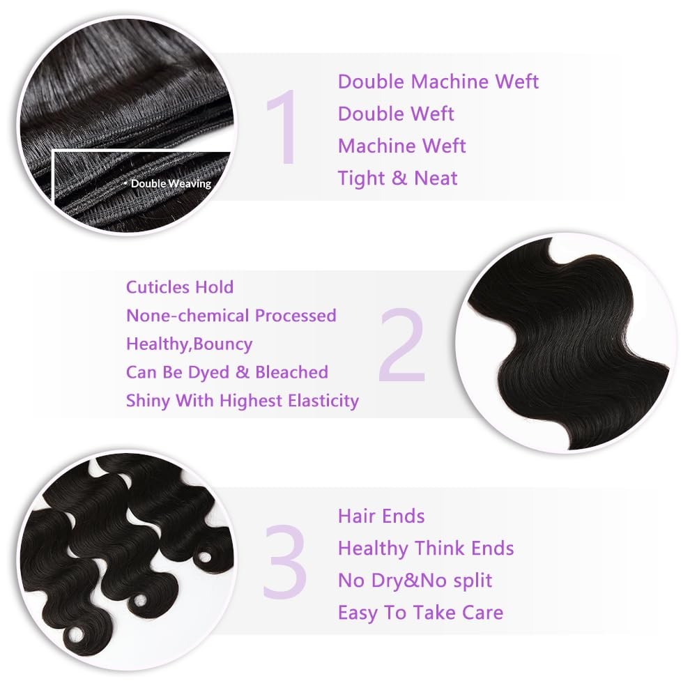 Dowstalgirl Body Wave Bundles Human Hair 12 14 16 Inch Human Hair 3 Bundles 100