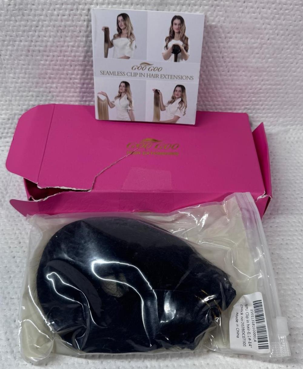 GOO GOO Clip in Real Human Hair Extensions 14″ Remy Extensions 7pcs 110g black