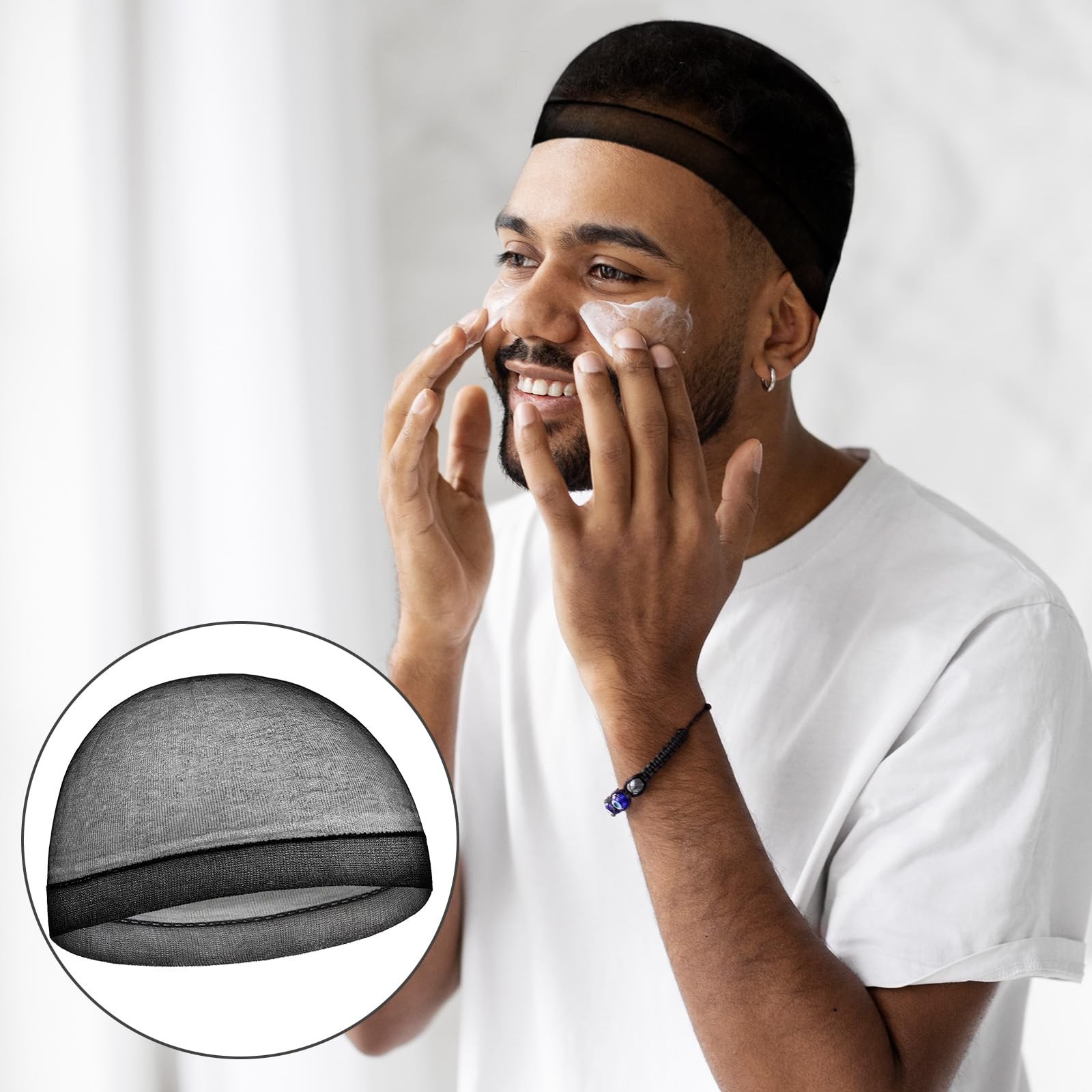 40 Pcs Stocking Wave Cap for Men Adult Stretchy Nylon 19.7 inch/50 cm, Black