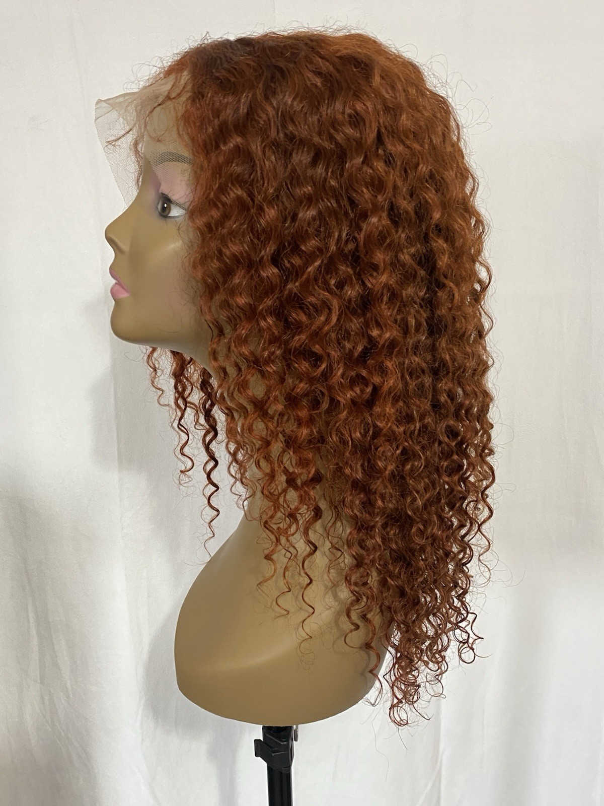 Glueless Reddish Brown Curly 13×4 HD Lace Front Human Hair Wig 20″ Deep Wave