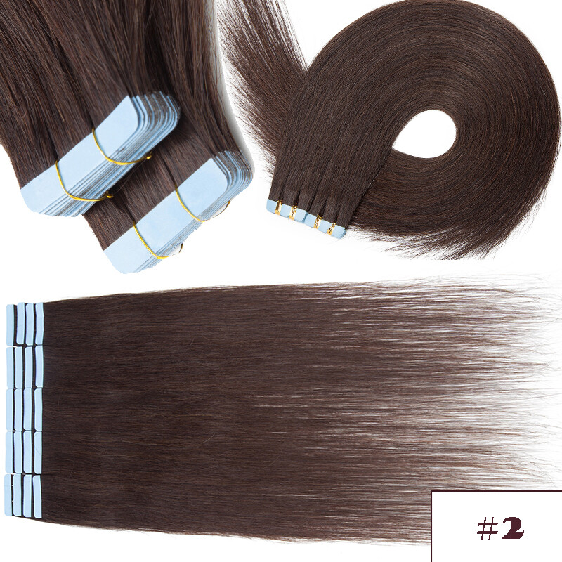 Seamless Tape In Skin Weft Real Human Hair Extensions Remy Russian Hair 12-24IN