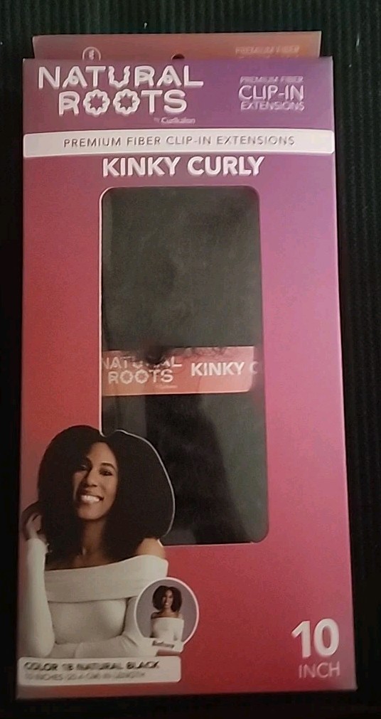 Natural Roots Kinky Curly Premium Fiber Clip-In Extensions 10 Inch Natural Black