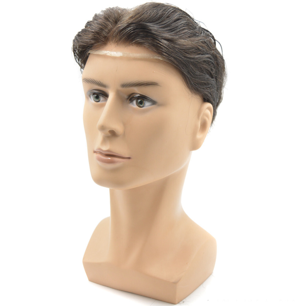 French Lace Hair System For Men Front Bleached Knots Invisible Hairline Toupee