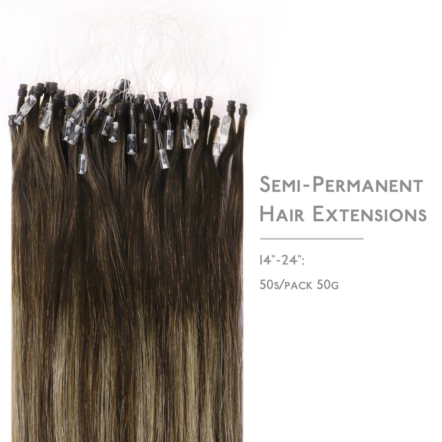 Wennalife Microlink Hair Extensions Human Hair 50G 50S 18 Inch Balayage