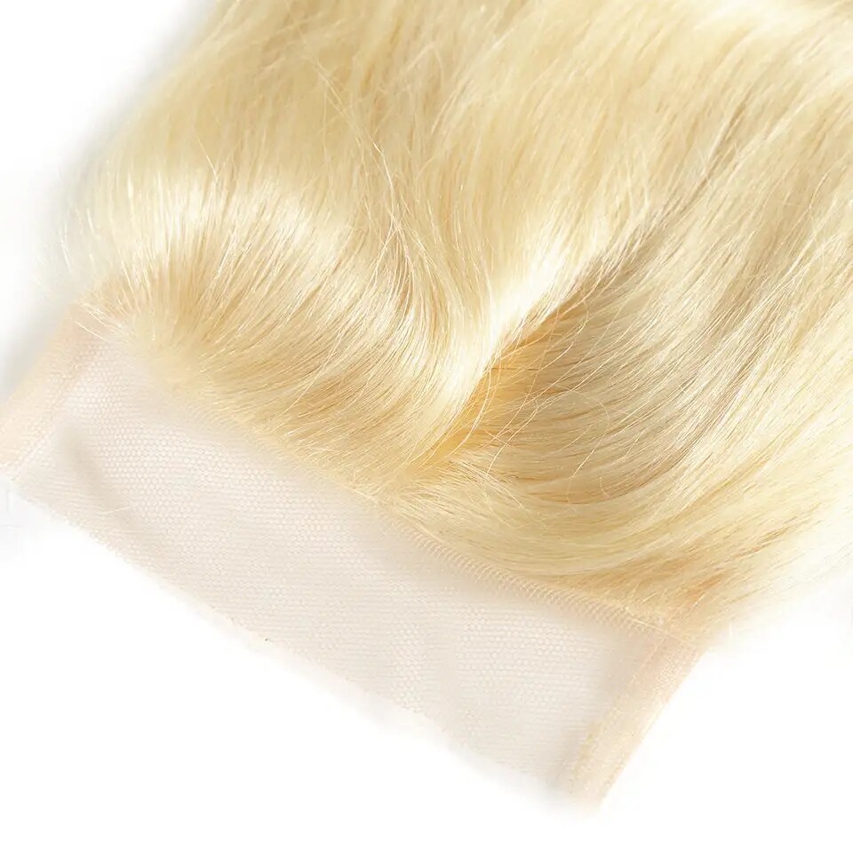 5*5 Silk Base Lace Closure Body Wave Ash Blonde Human Hair Piece Skin Top #613