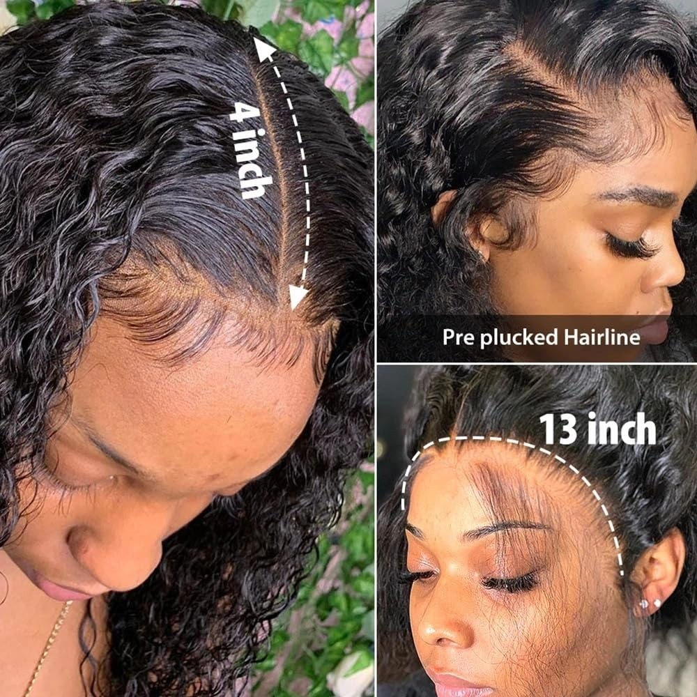 Bob Wig Human Hair Curly Glueless 13×4 Lace Front Wigs Pre Plucked for Women