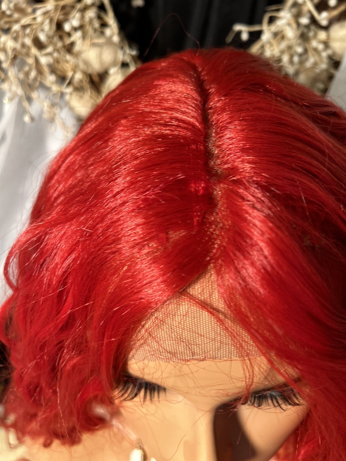 BOLD RED BEAUTY WITH 30”DEEP WAVES, HD LACE FRONT W/5” M. PART, BLEND HH WIG💋