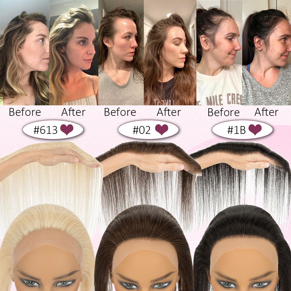Forehead LACE Hairpiece Toupee Remy Human Hair Frontal Hairline Topper Men/Women