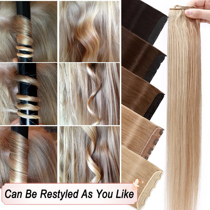 CLEARANCE One Piece Clip in Wavy Curly 100% Remy Human Hair Extensions Remy 24″