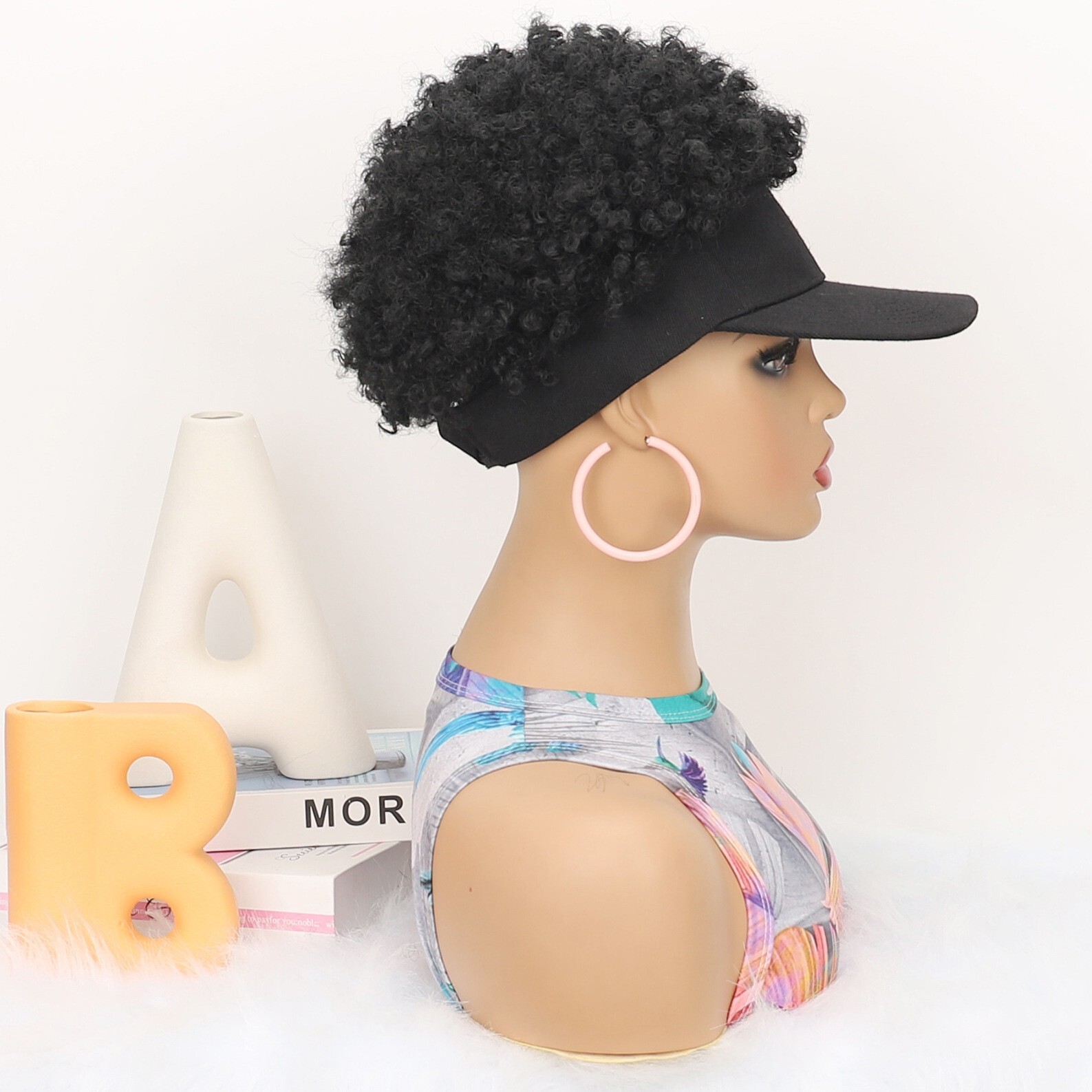 Afro Kinky Curly Hair Baseball Hat Cap Synthetic Afro Hair Wig Hat Party Cosplay