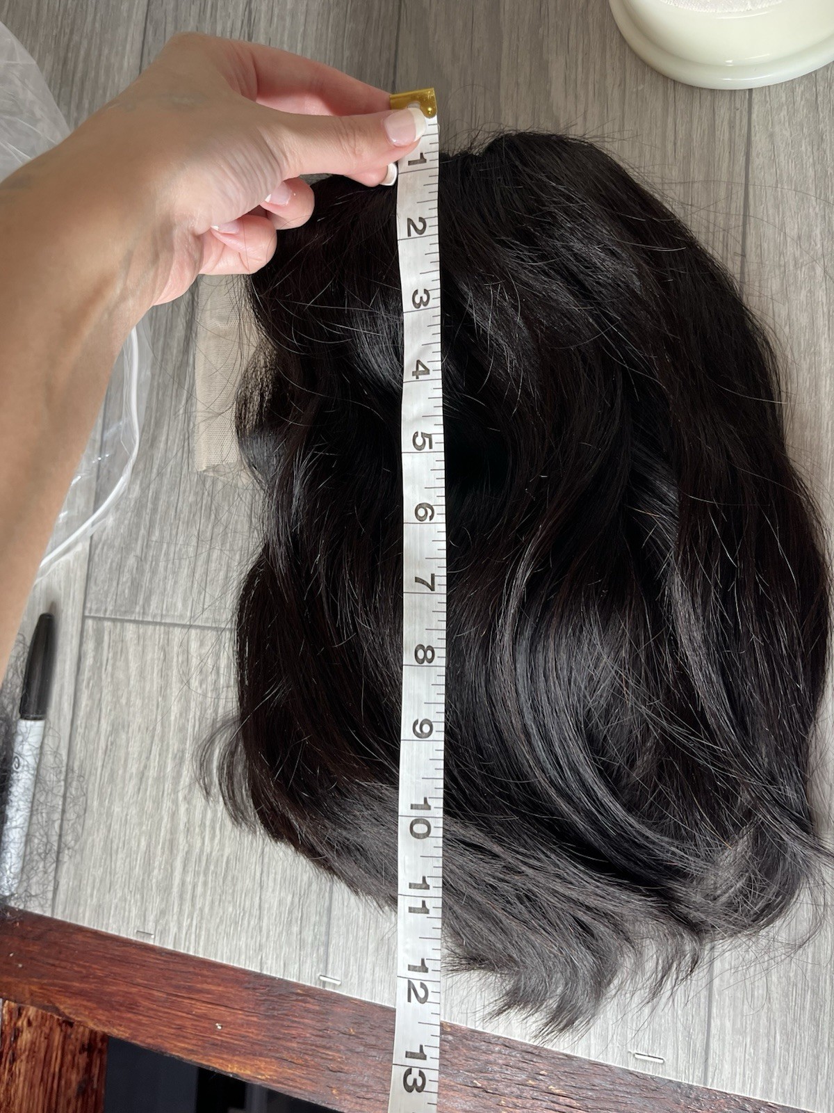 Luxurious Straight Human Hair wig 12 inches Black 1B With Lace & Baby Hairs A9