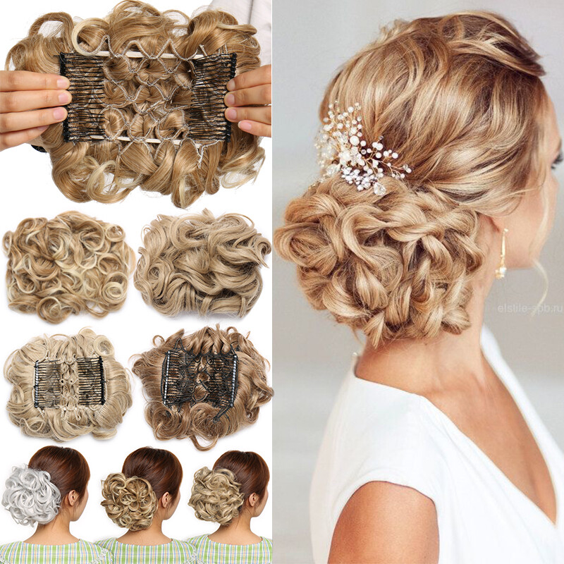 TOP UPDO Real Natural Messy Bun Hair Piece Clip In Ponytail Hair Extensions Mix