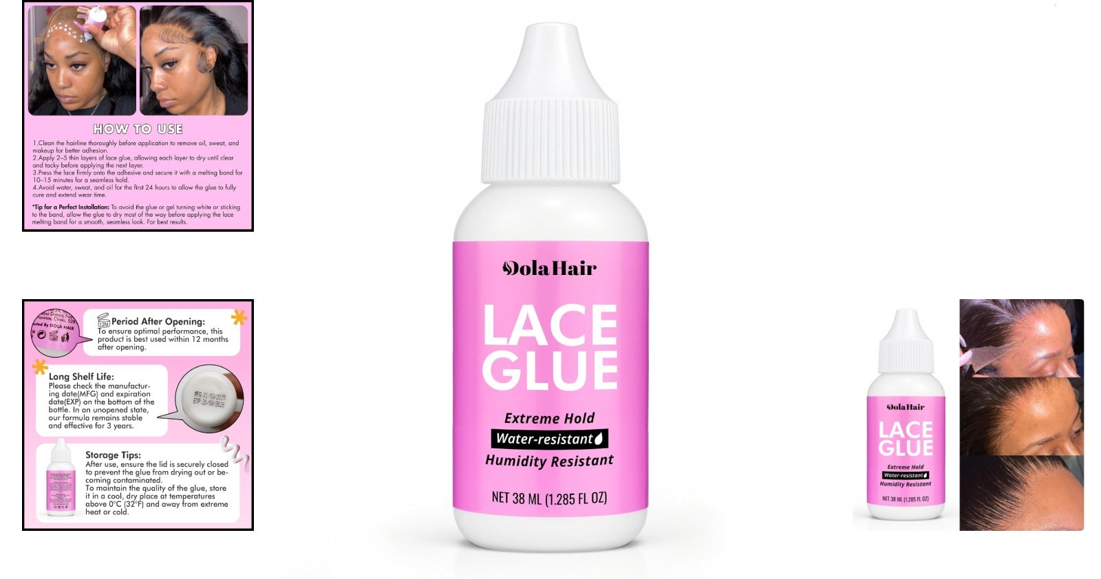 Dolahair Extreme Hold Lace Glue for Wigs, Waterproof, Invisible Bonding, 1.285