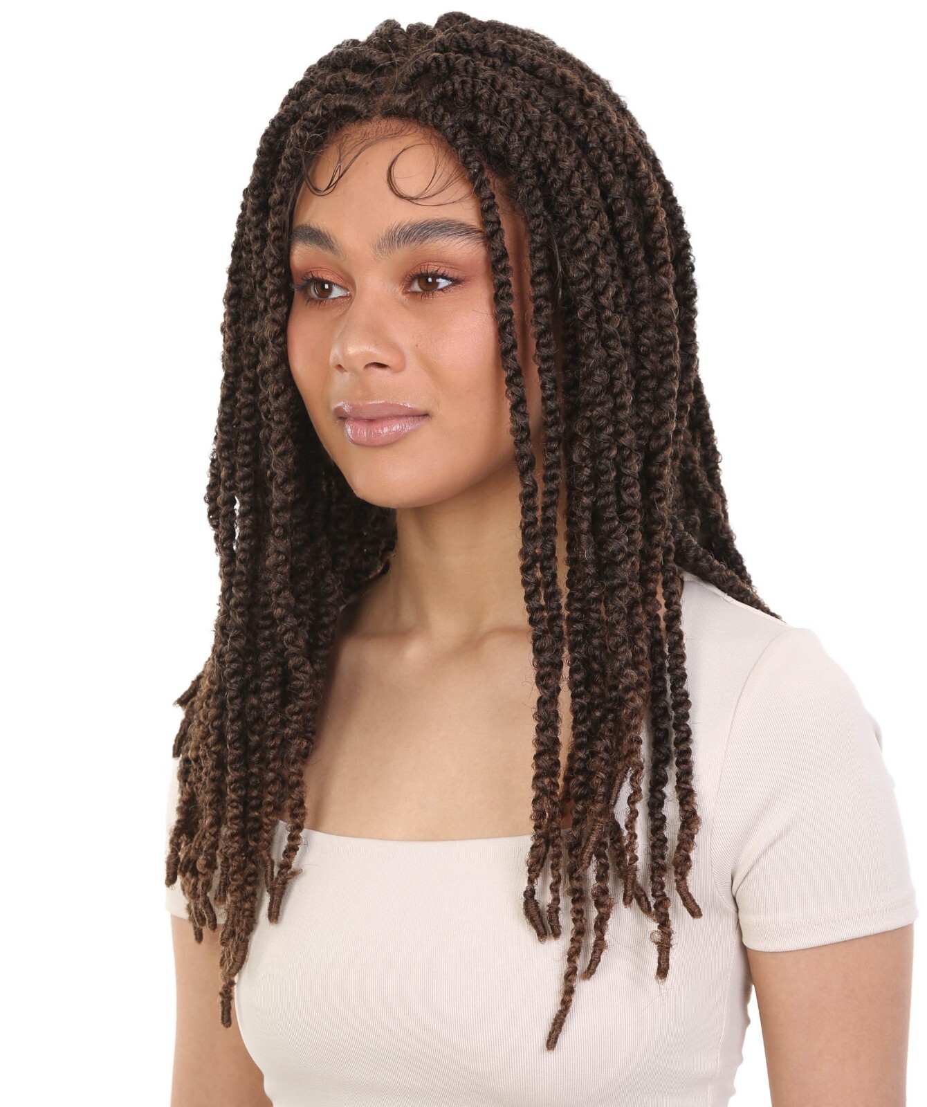 LUXLUXE Lika Curly Lika 24 in Long Lika 4X4 Hand Tied Lace Braid Braided Wig