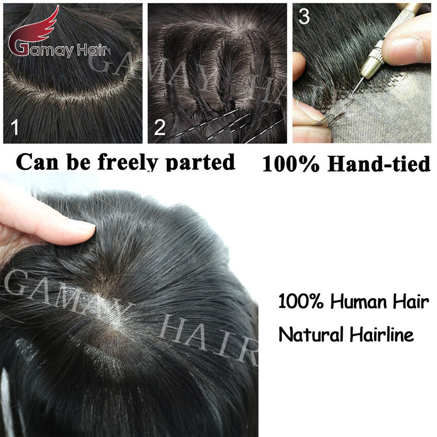 100% Remy Human Hair Topper Piece Straight Thin Clip in Top Hairpiece for Women