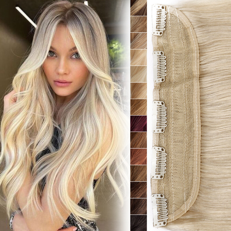 Thick One Piece Remy Clip in Real Human Hair Piece Extensions Half Head Balayage