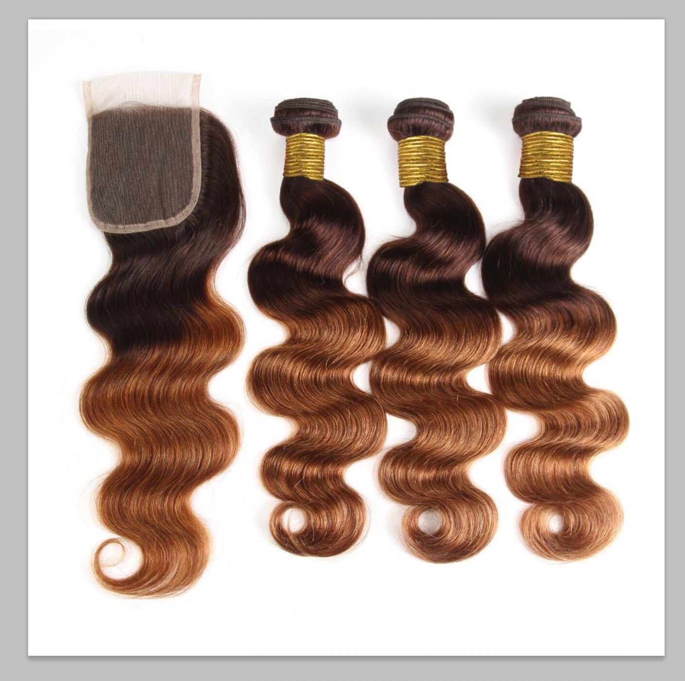 Ombre 4/30 Body Wave 3 Bundles With 4*4 Closure 100g/Bundle