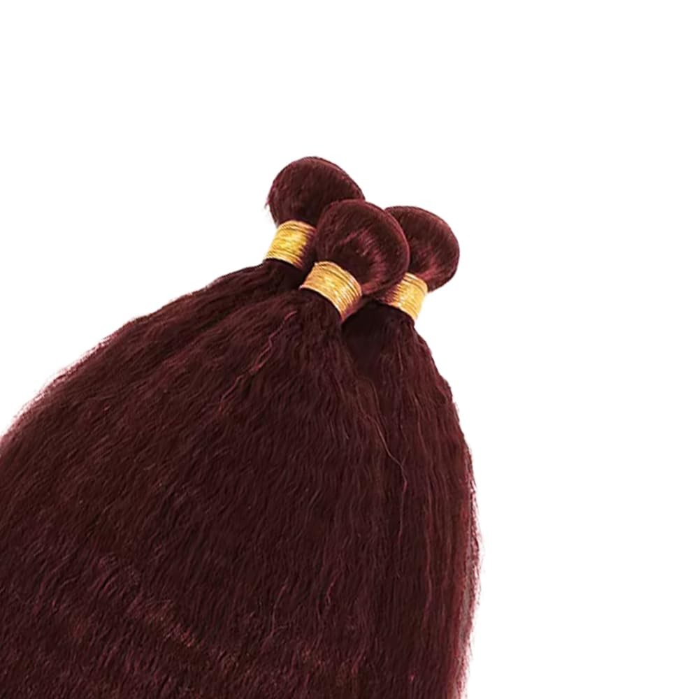 Aonbamds 99J Burgundy Bundles Yaki Straight Bundles Human Hair 28 30 32 Inch