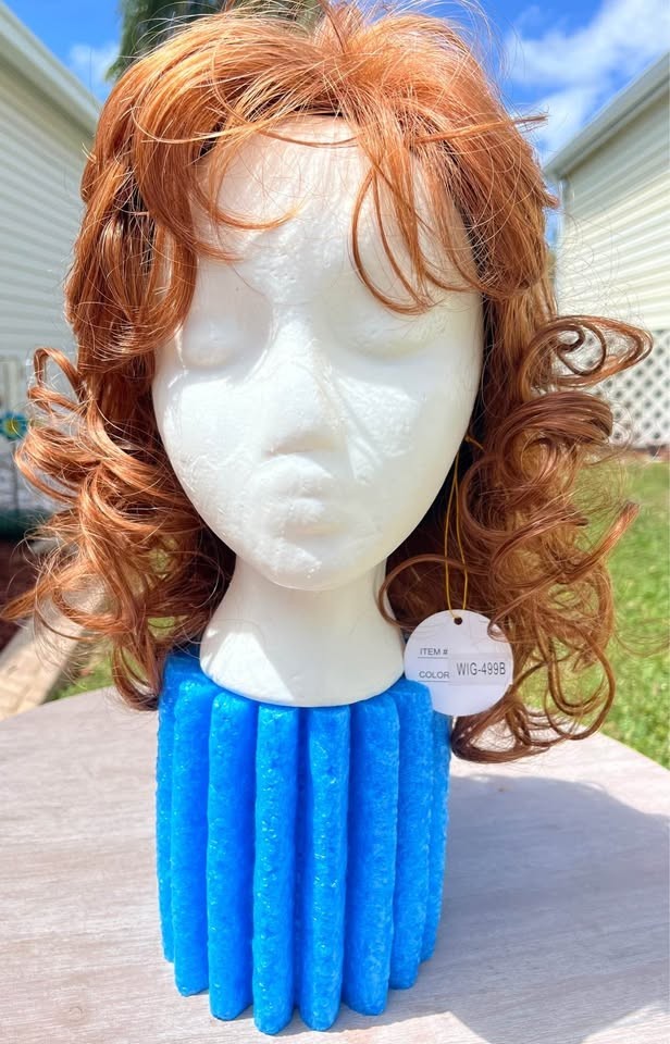 MAISI. 12″ Short Curly Red Head Wig. Synthetic. Average Size.