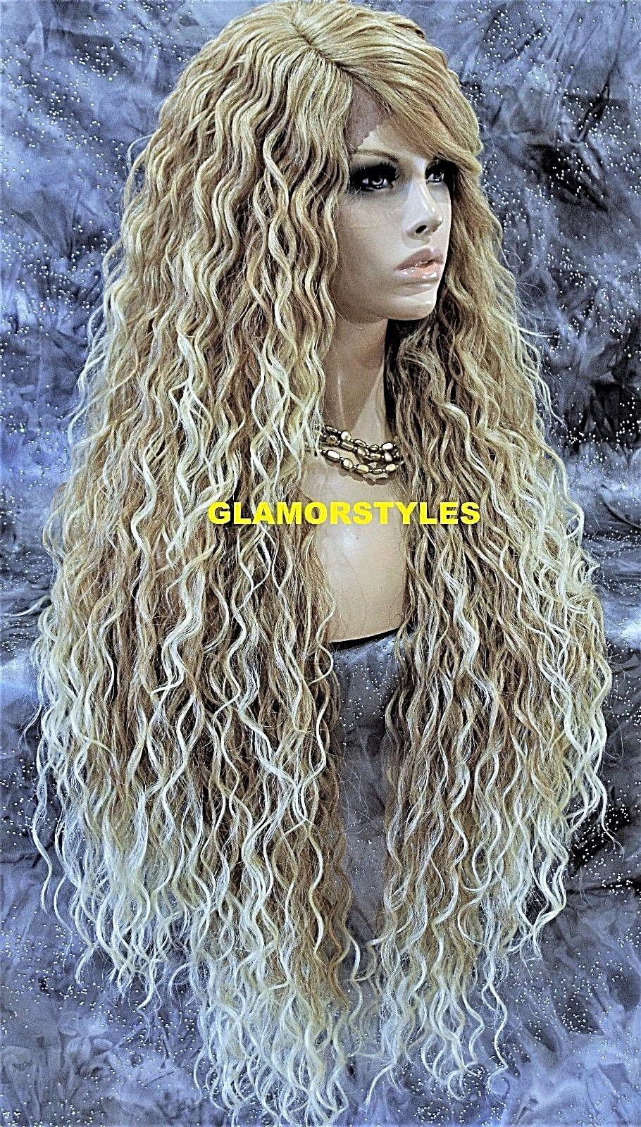 LACE FRONT FULL WIG LONG LAYERED WAVY MEDIUM BLONDE MIX HEAT OK NEW
