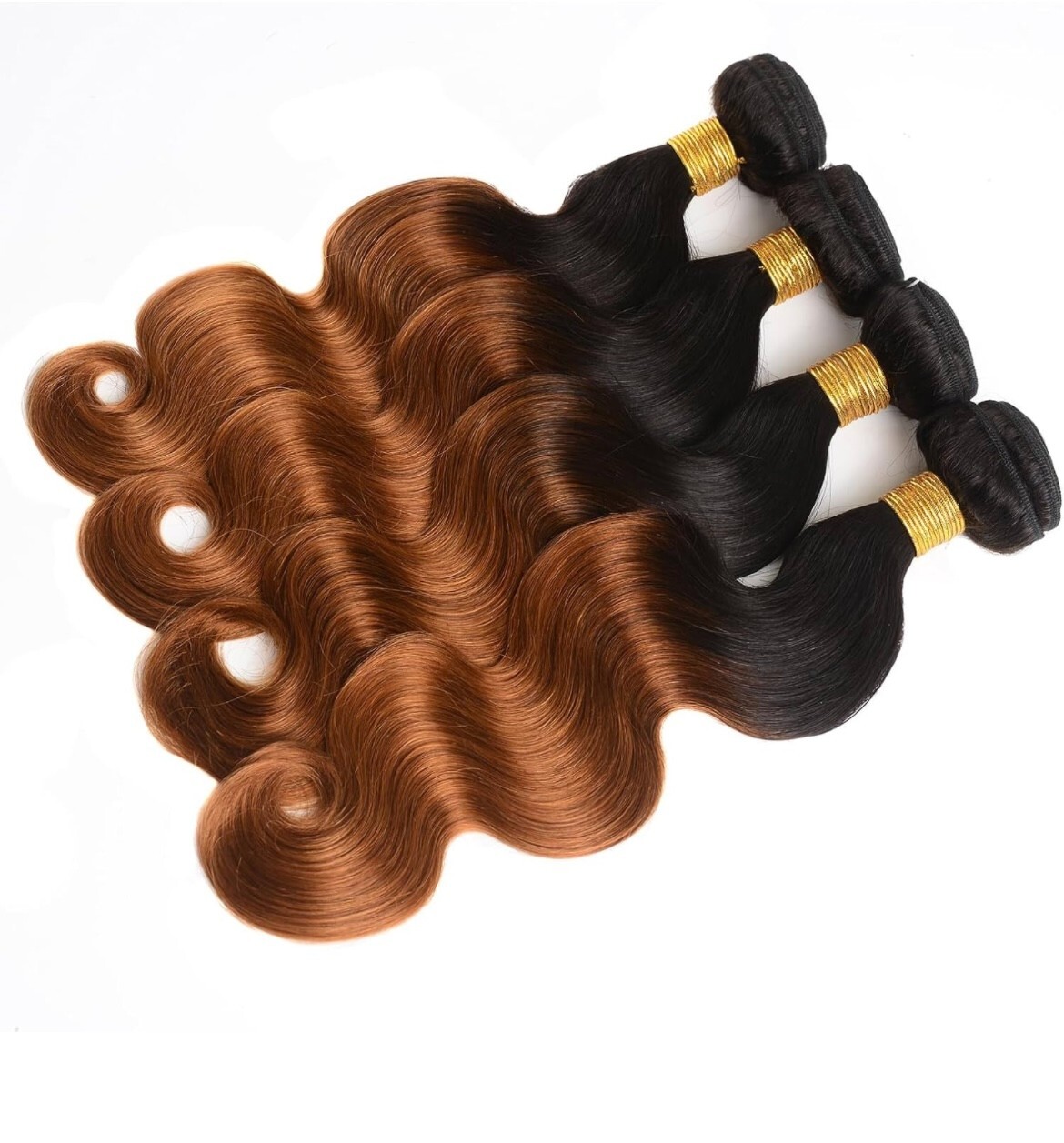 3 Bundles (12″ 14″ 16″) Ombre Body Wave Human Hair & 1 Piece of 12 Inch Closure
