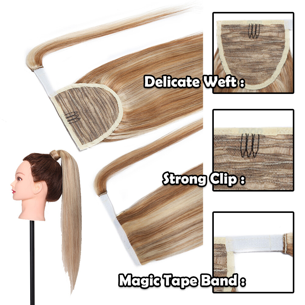 Long Thick Wrap Around Ponytail Clip In Real 100% Remy Human Hair Extensions USA