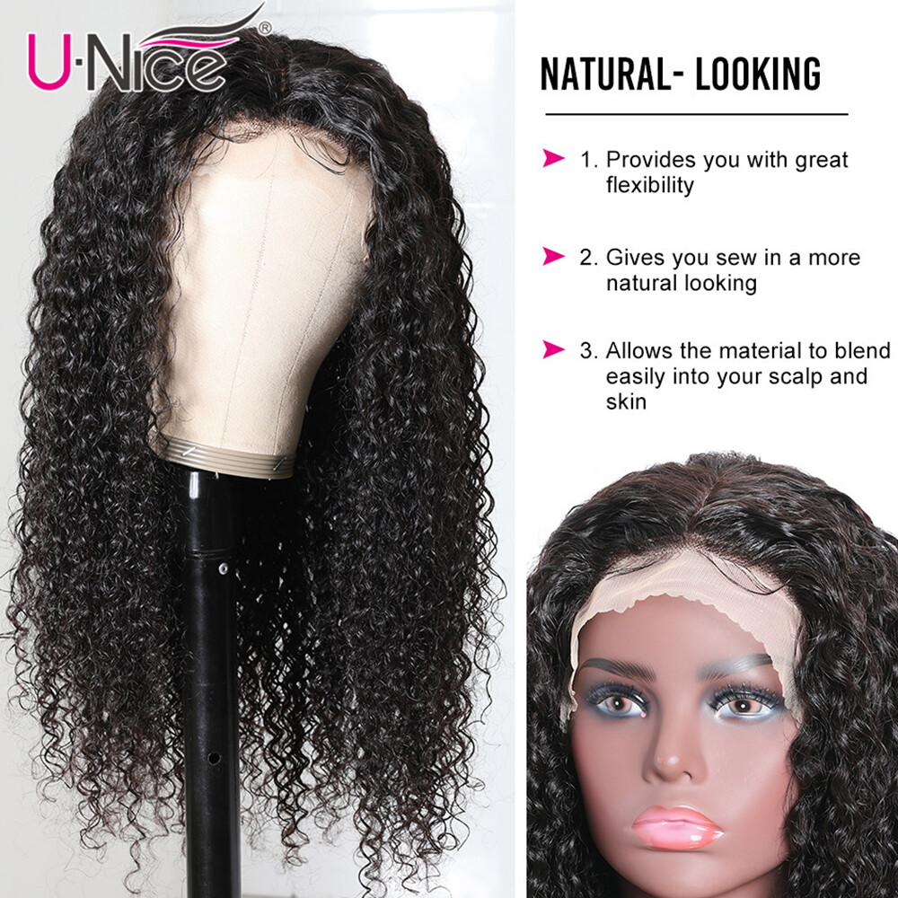 UNice Indian Curly 13×4 Lace Front Human Hair Wigs for Black Women Glueless Full