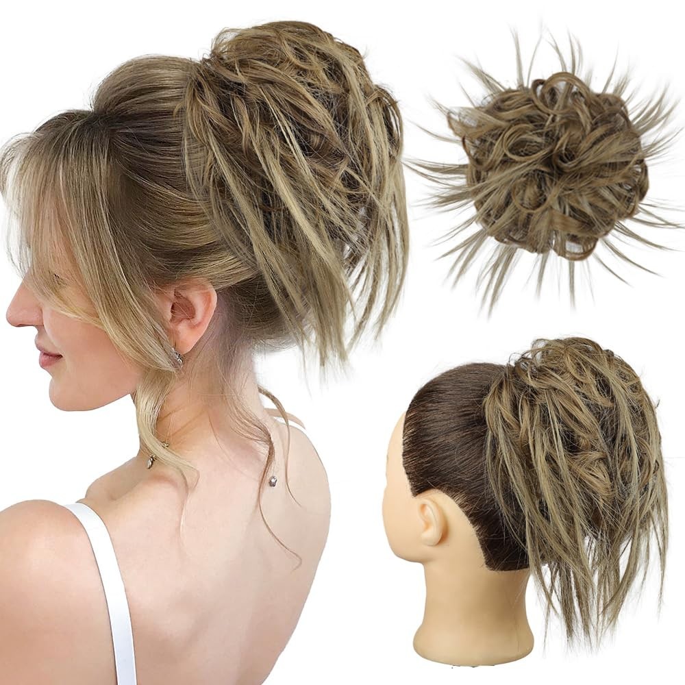 Stylish Synthetic Ponytail Scrunchie – Effortless Messy Bun for Dynamic Looks
