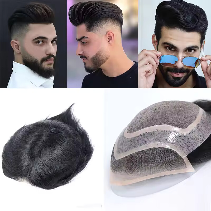 Toupee For Men Human Hair Replacement System Mono Thin Skin Pu 10×8