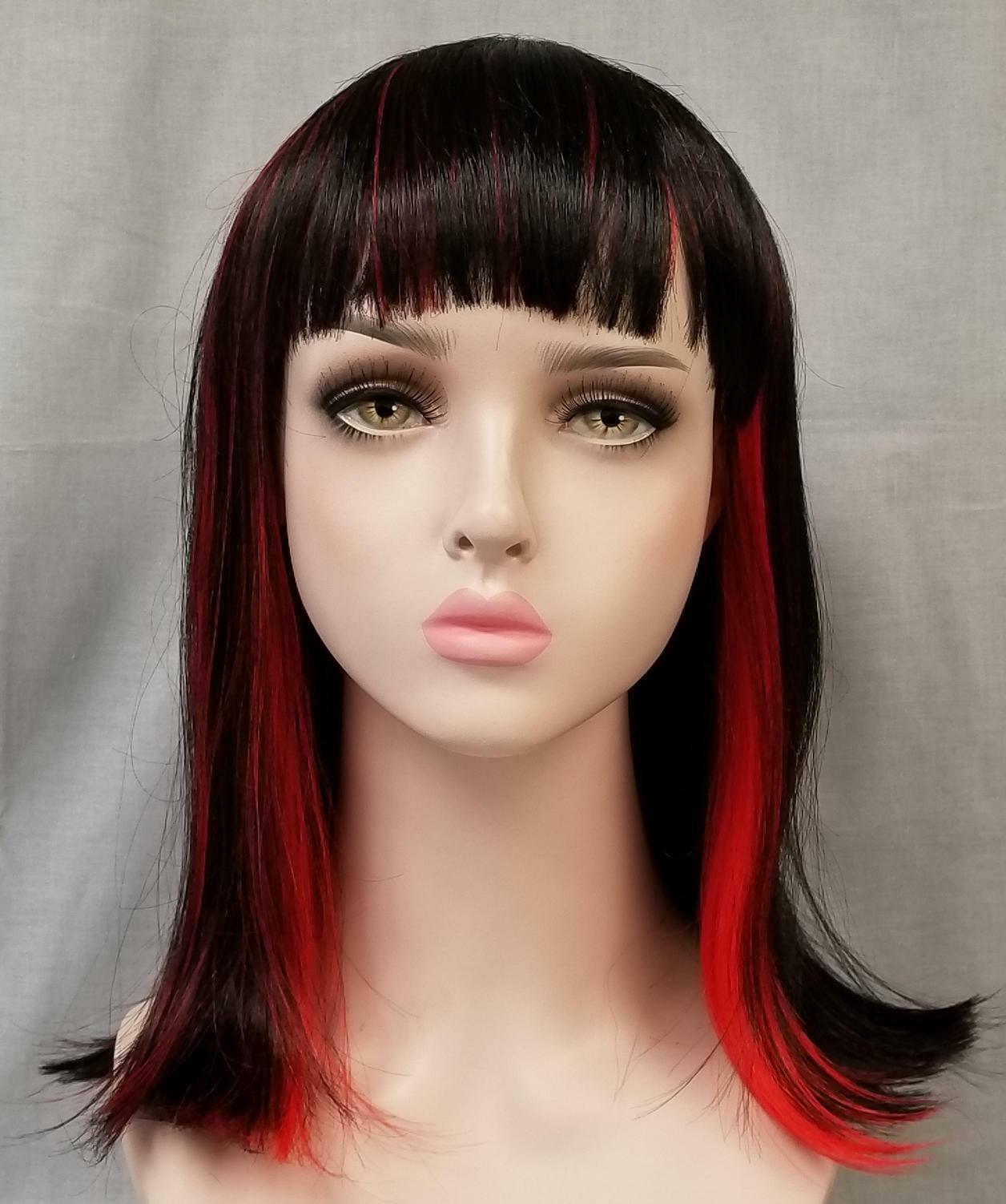 WOMENS 20″ LONG STRAIGHT HAIR CLEOPATRA STYLE WIG W/ BANGS SKIN TOP KAPUKI