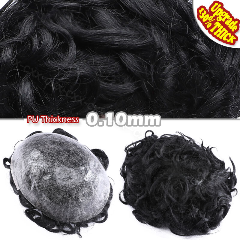 Mens Toupee Hairpiece Fine Mono Hair System Replacements Fine Lace Skin Men Wigs