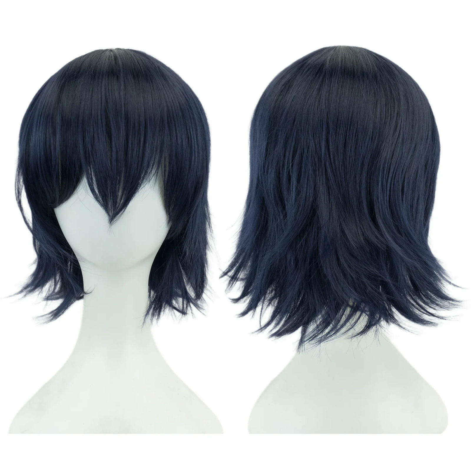 Unisex 12″ Short Bob Cosplay Wig with Bangs Synthetic Halloween Party Wig