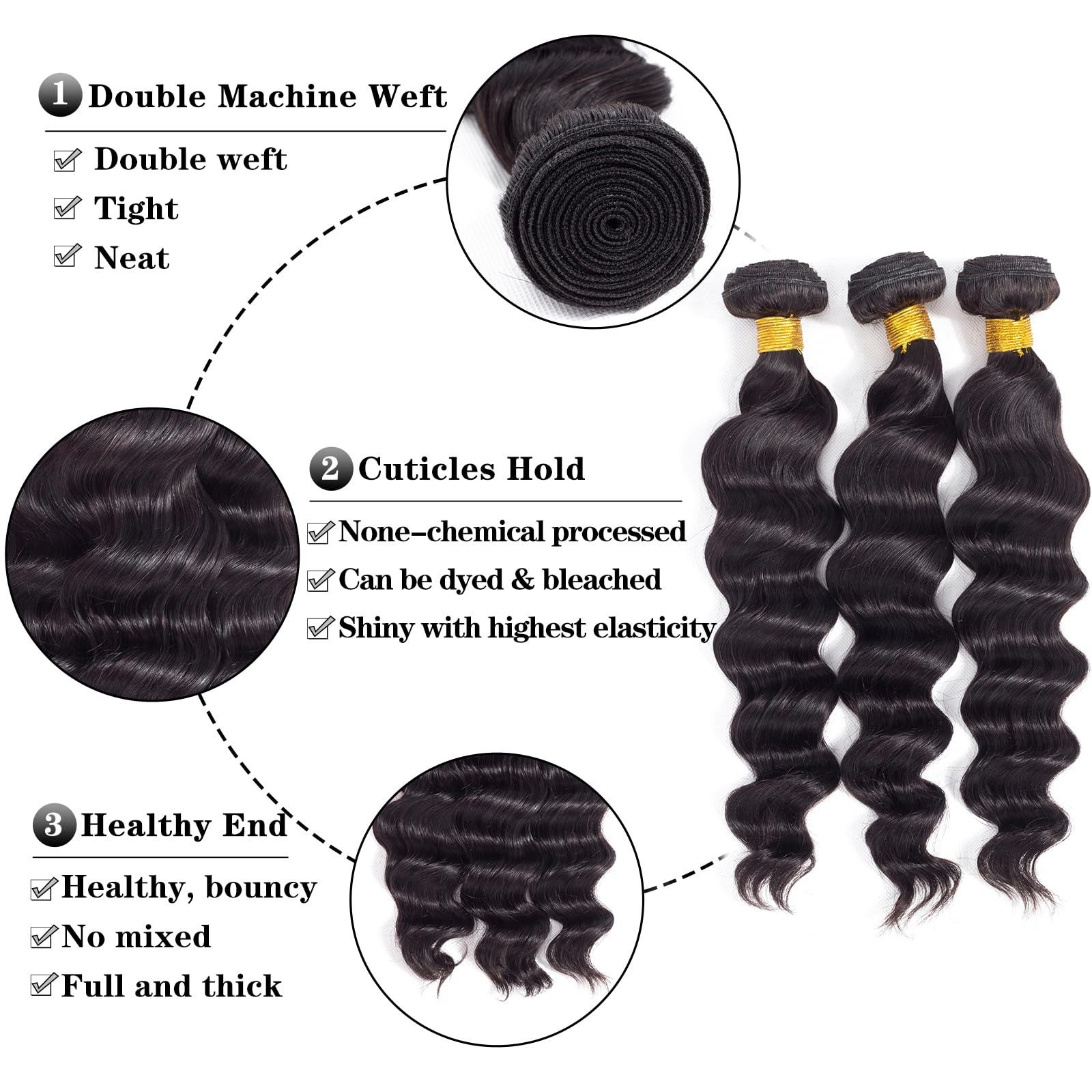 Fashion Vila Loose Wave Bundles Human Hair Closure 14 16 1812 12A Brazilian