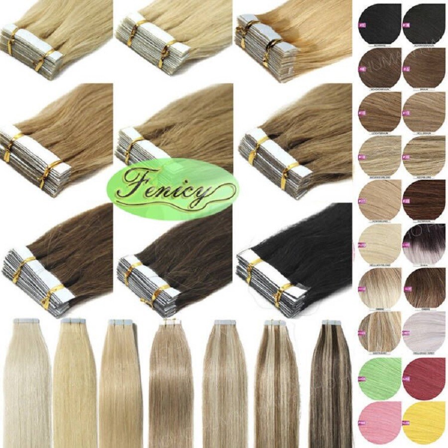 Thick Tape In Human Hair Extensions Straight Long Lasting Remy Hair Skin Weft15A