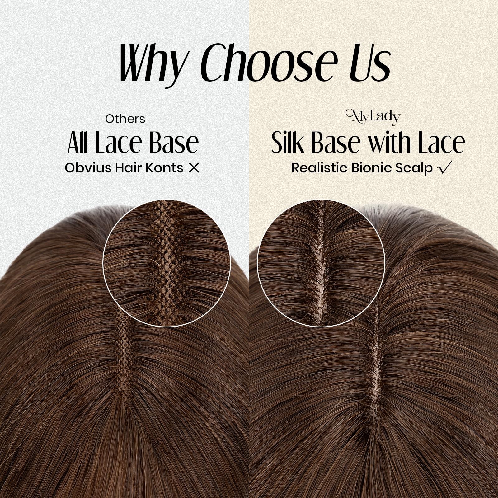 My-Lady Human Hair Toppers For Women Real Human Hair Bangs Thin 7 Silk Base