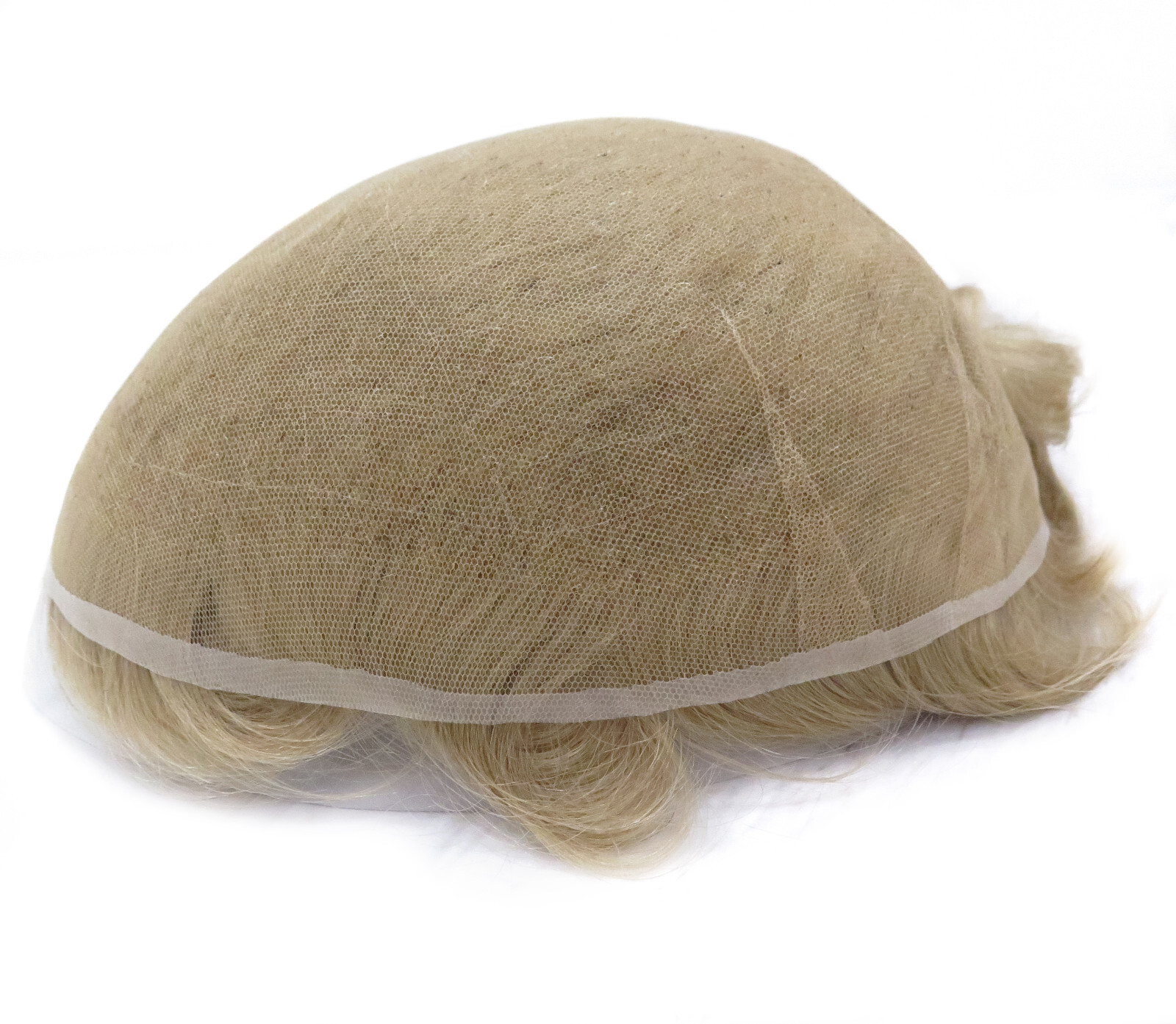 Mens Toupee Swiss Lace Human Hair Replacement Systems Blonde Hair Pieces #22R