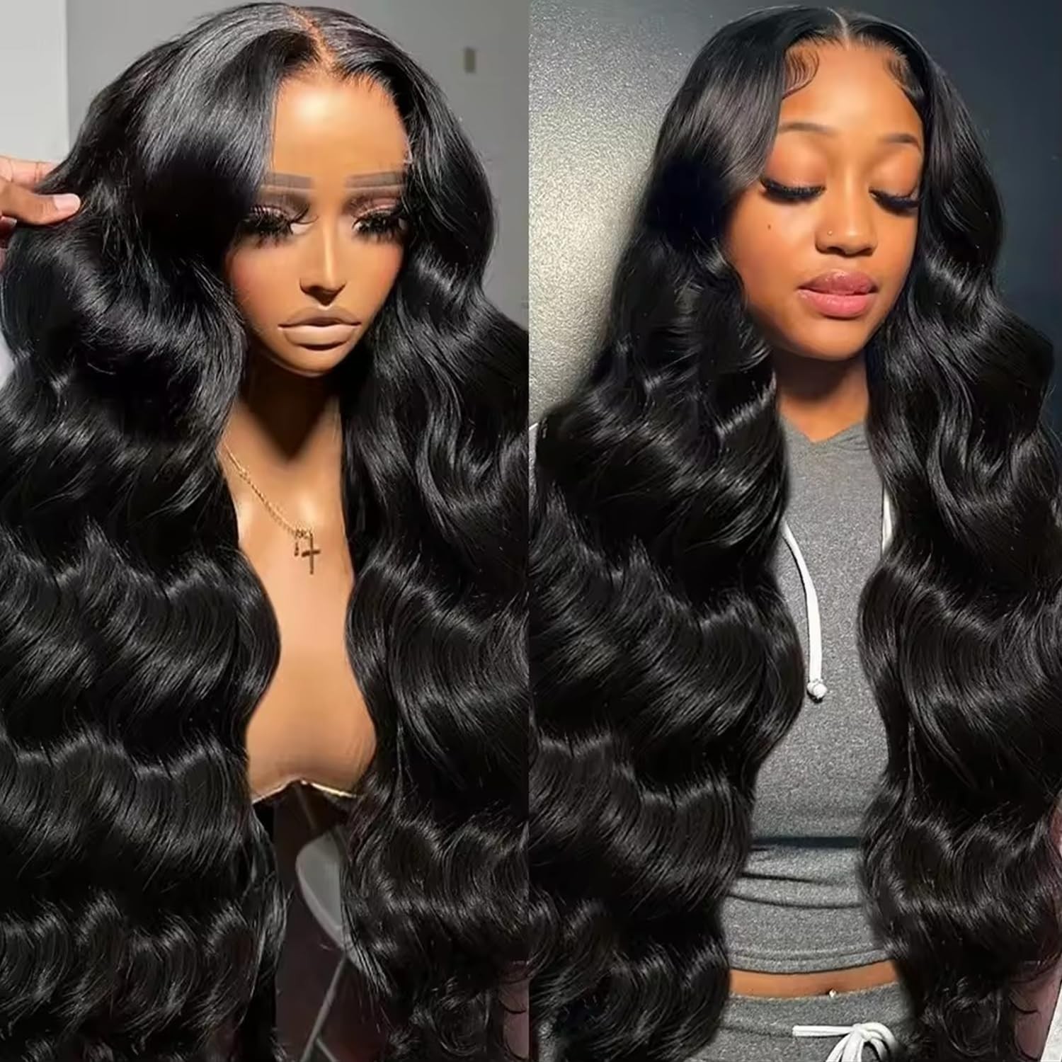 Starlightbelle Natural Black Wear And Go 28 Inch 13X4X1 Lace Front Wig Blended