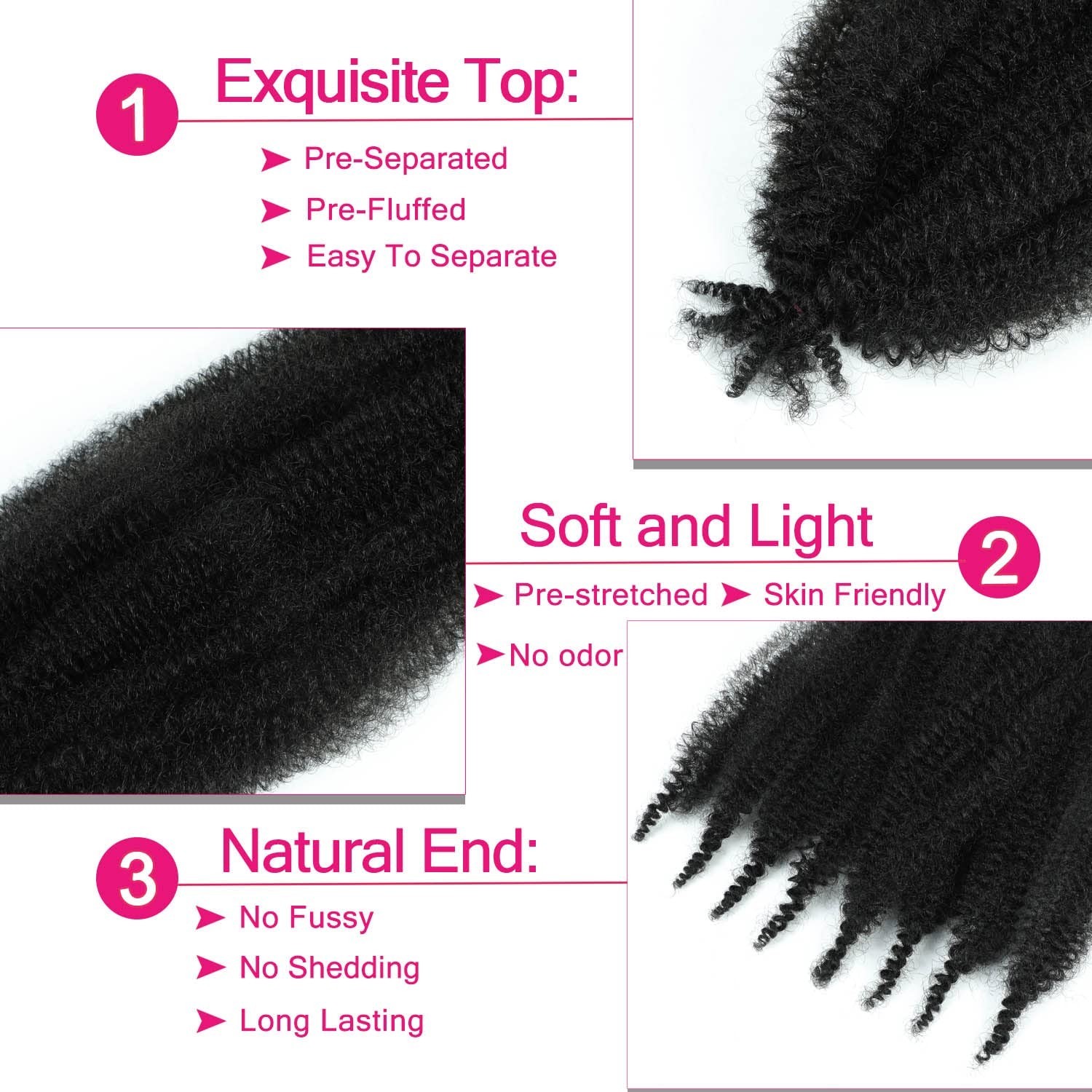 Lightweight 8 Inch Spring Twist Hair – Pack of 3, Pre-Separated for Easy Styling