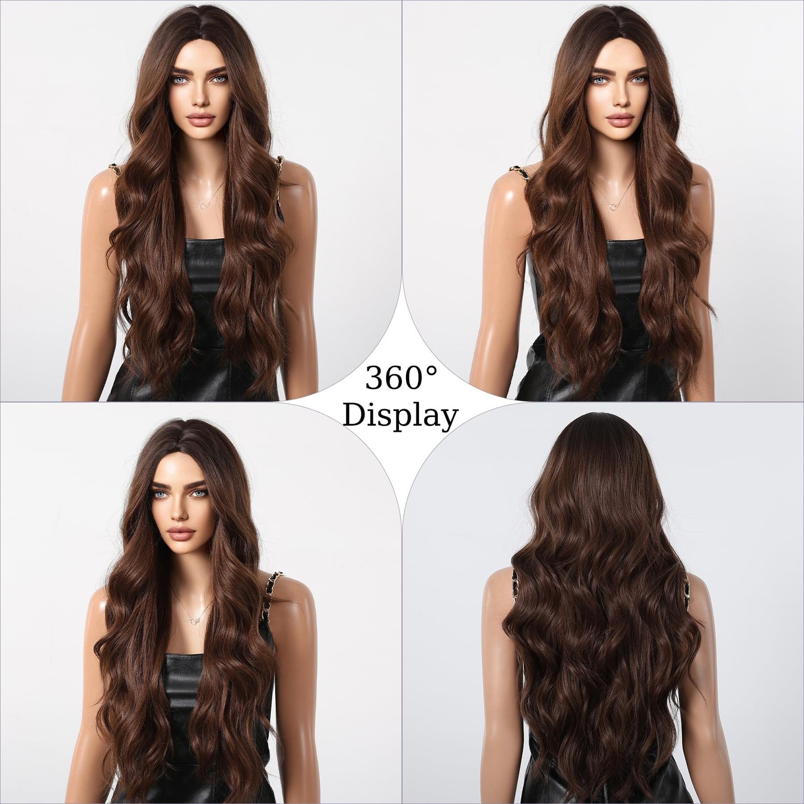 Brown Wavy Curly Wig Heat Resistant Fiber Rose Net Synthetic Full Wig For