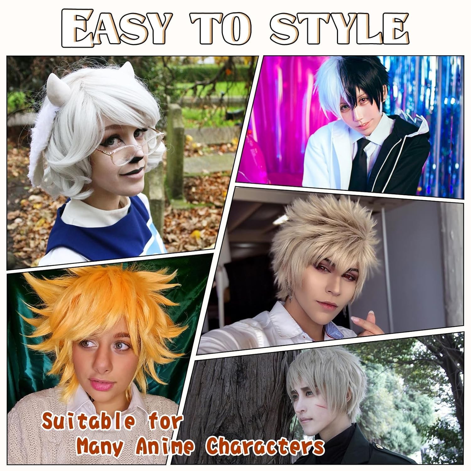 Unisex Short Cosplay Black Hair Wig Women Men Male Fluffy Straight Pixie Wigs…