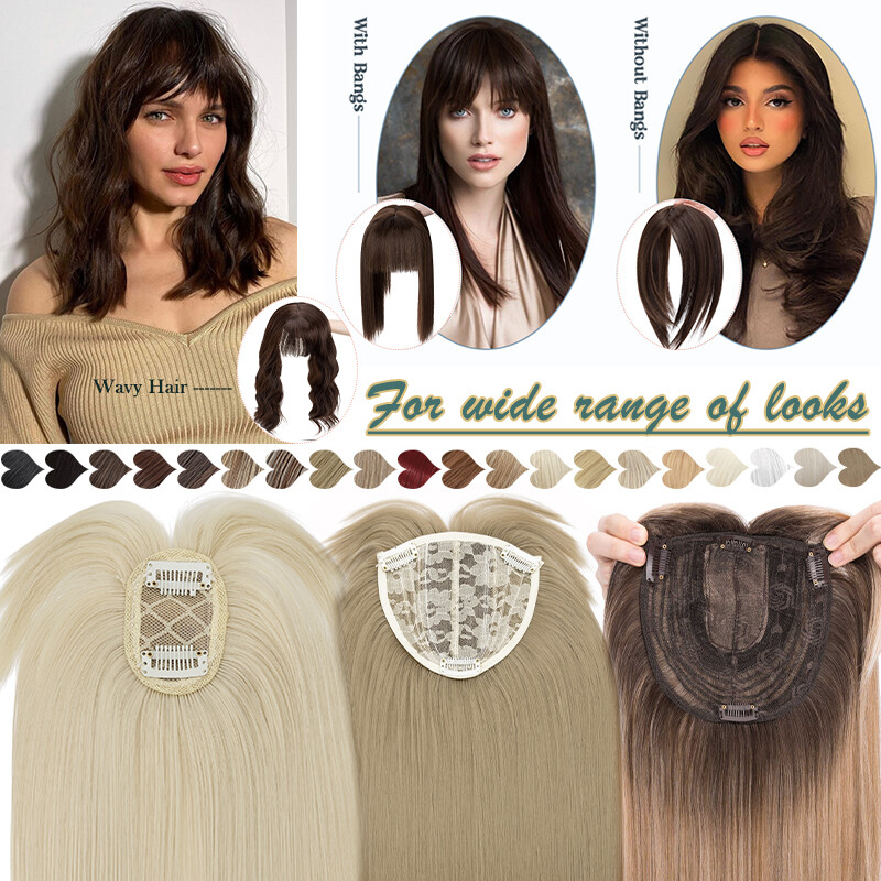 100% As Real Natural Hair Topper Clip Toupee Extensions Straight Wavy Hairpieces