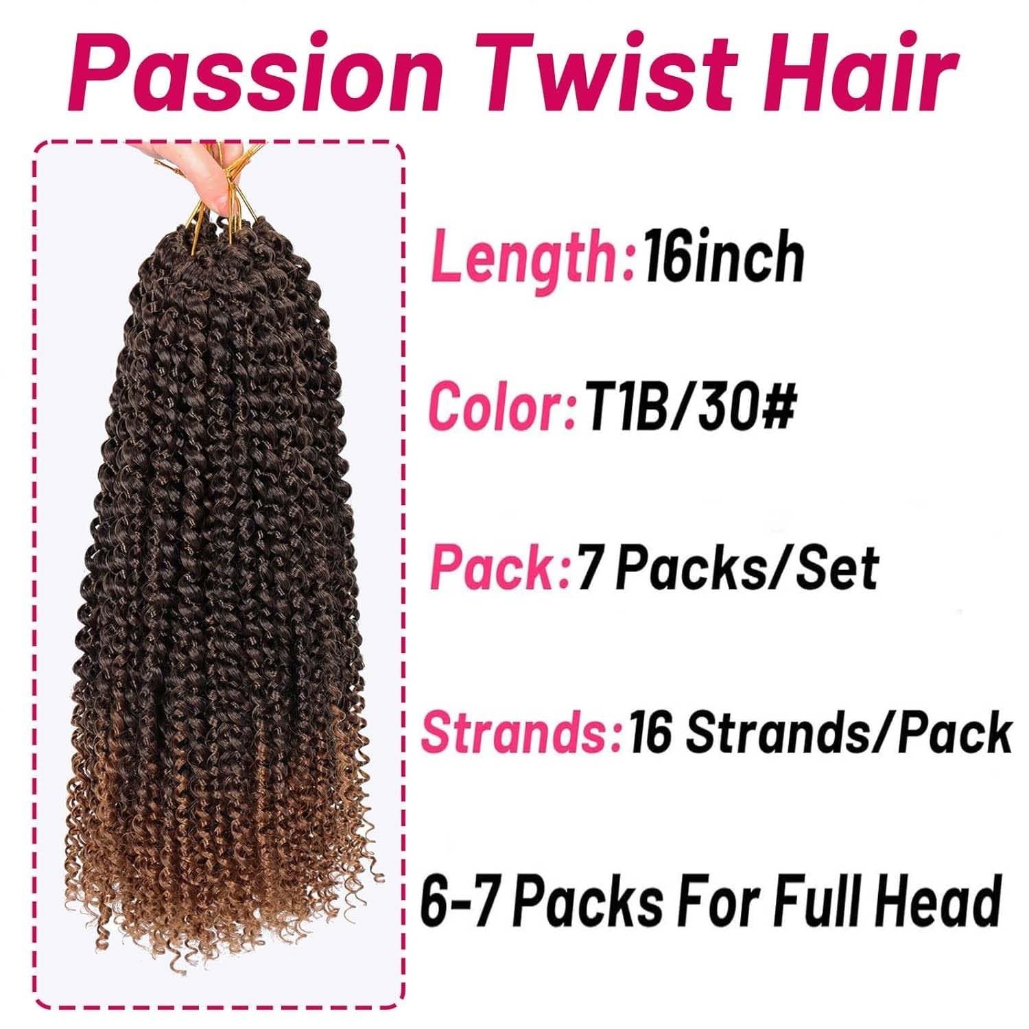 Natural Ombre Brown Passion Twist Hair – 16 Inches, 7 Packs for Easy Styling