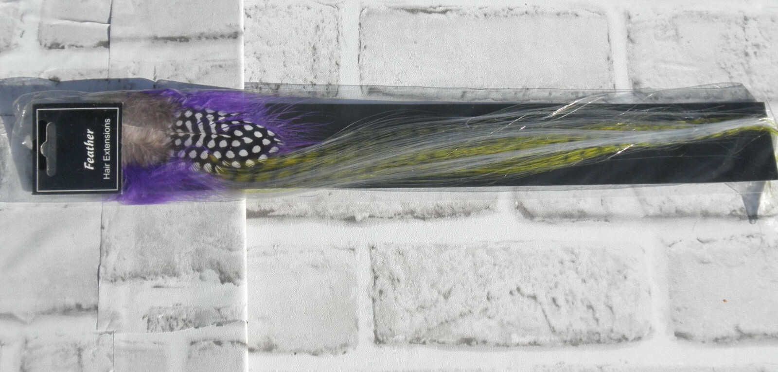 NEW SYNTHETIC FEATHER HAIR EXTENSION (PURPLE,YELLOW,GRAY,BLK/WHITE) 15″ LONG #14