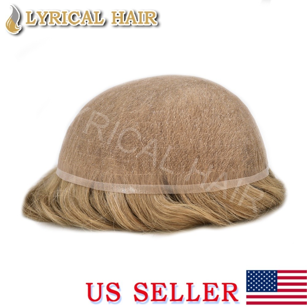 Mens Toupee Human Hair Replacement System Full French Lace Hairpiece For Men Wig