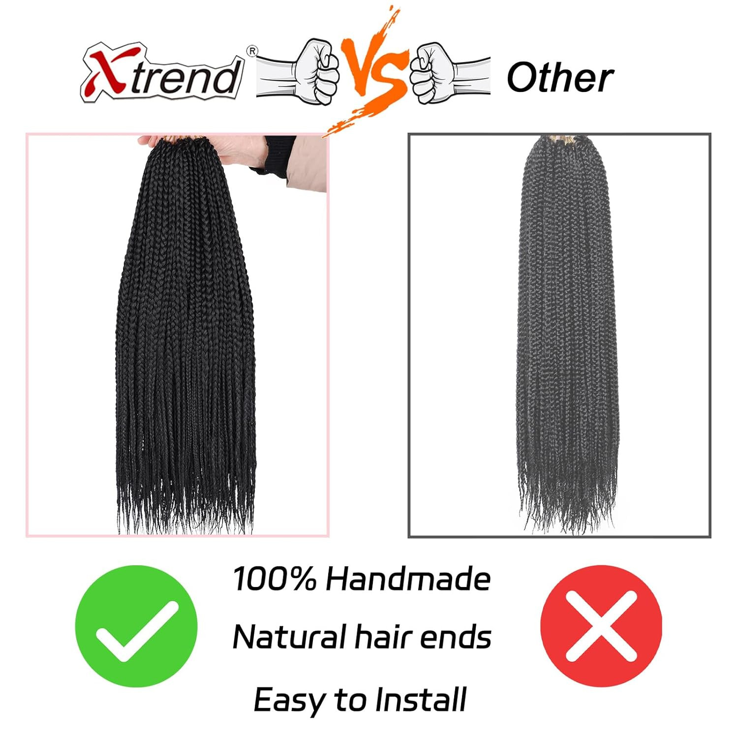 8 Packs 24 Inch Box Braids Crochet Hair Pre-Looped Knotless Medium 3X