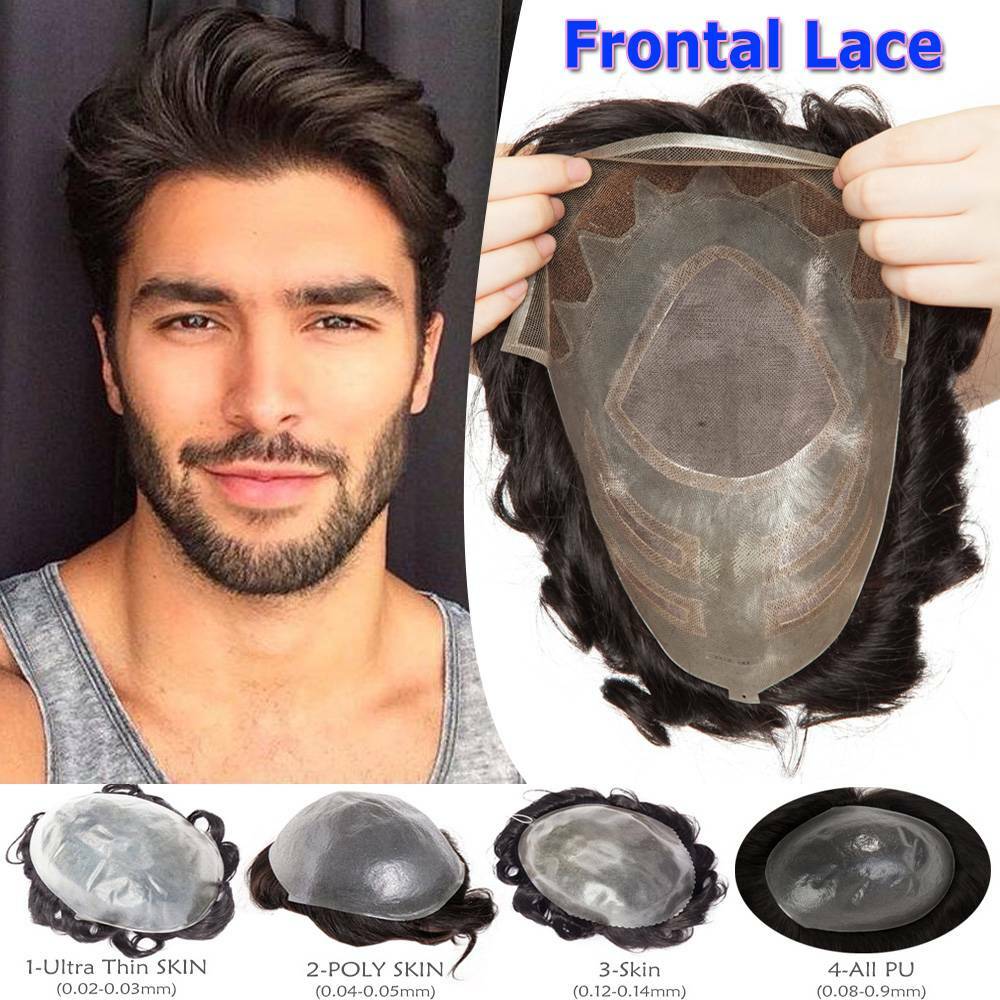 Mens Hair Replacement Ultra Thin Skin Toupee Hairpieces PU/NPU/MONO System Wigs