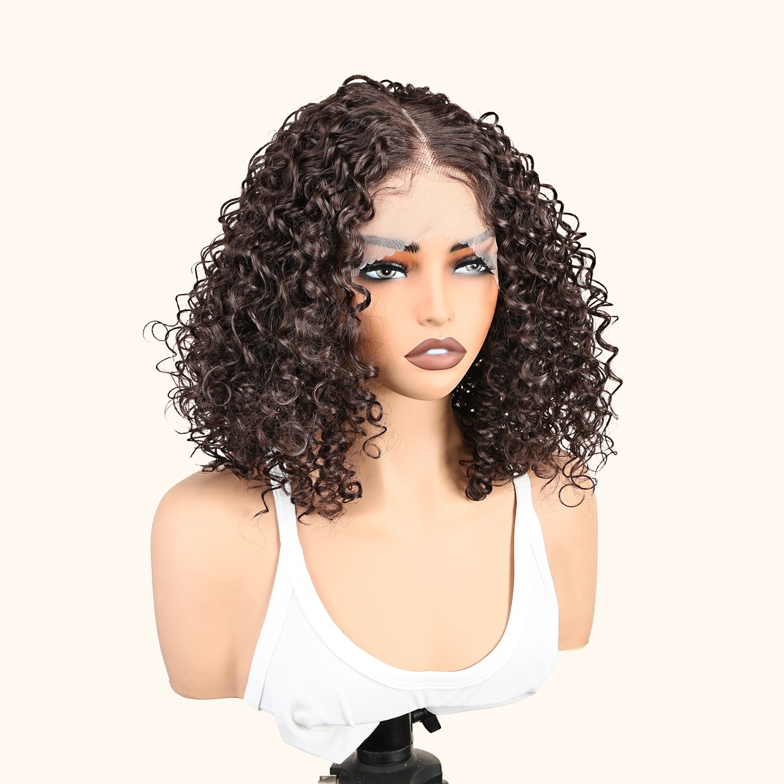 Easy-to-Wear Black Afro Curly Synthetic Wig for Women High-Density