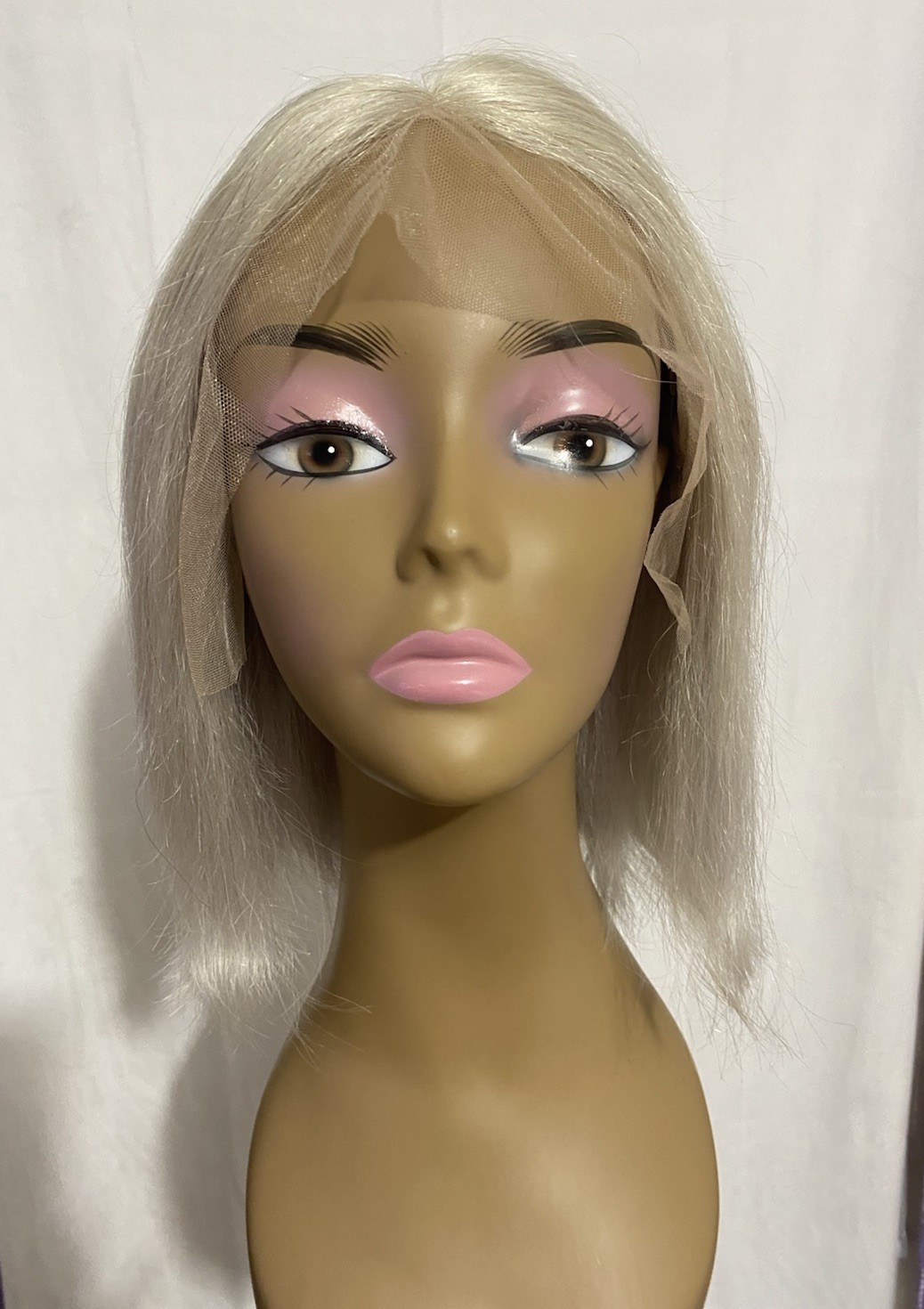 12 Inch Silver Gray Bob Wig 100% Human Hair 13x4x1 T-Part Lace Front Blunt Cut
