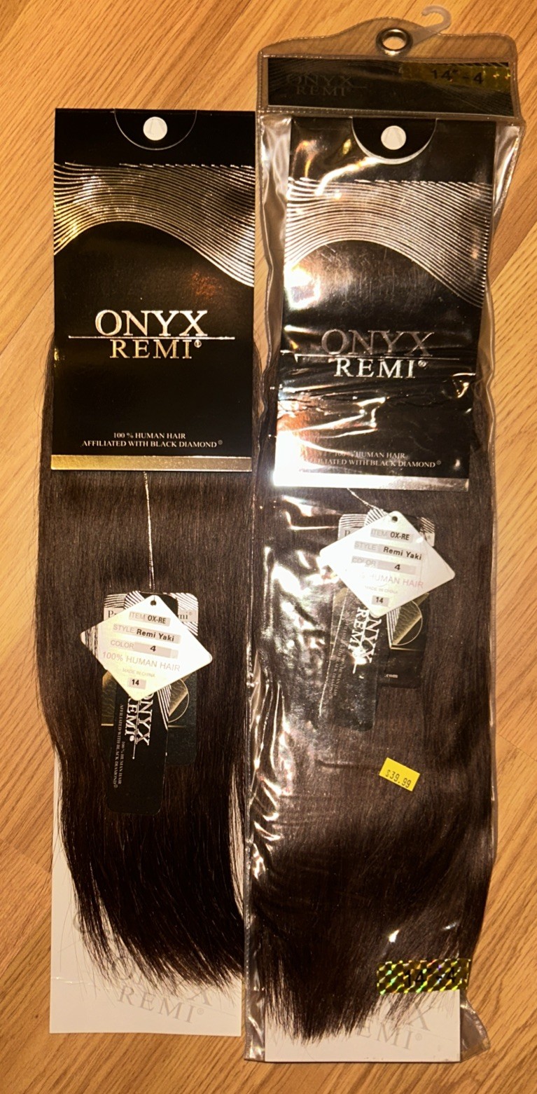 100% Human Hair Ext. ONYX Black Diamond 14”inch Color #4. 2 Packs for $45